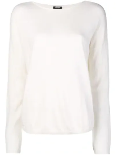 Aspesi Round Neck Jumper In White