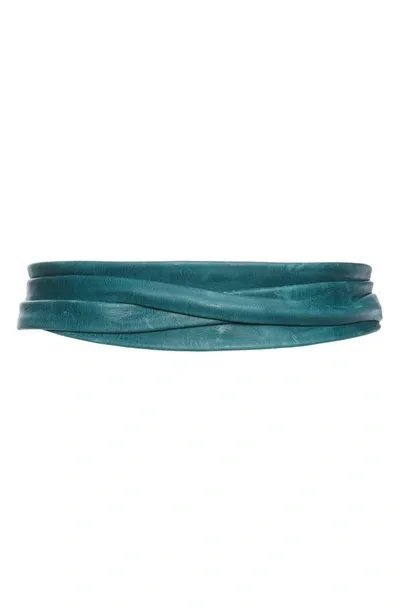 Ada Leather Wrap Belt In Teal