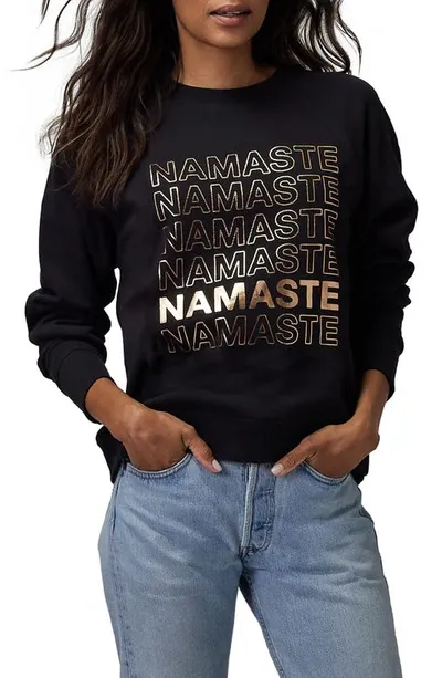 Spiritual Gangster Bridget Namaste Raglan Sleeve Sweatshirt In Black