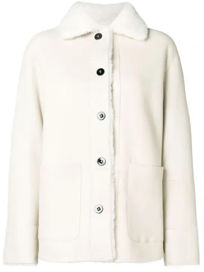 Jil Sander Reversible Shearling Coat In White