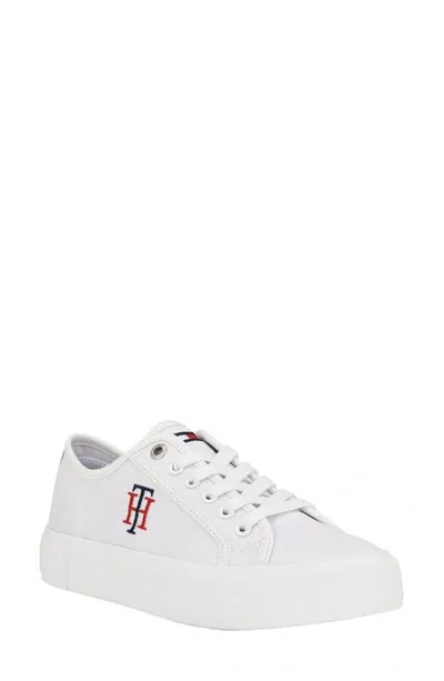 Tommy Hilfiger Alezya Platform Sneaker In White Stripe Multi