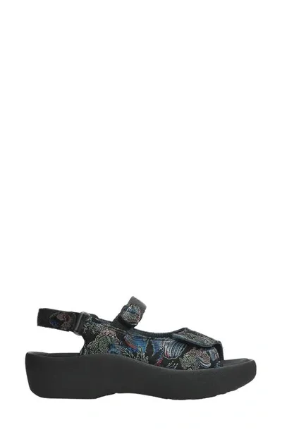 Wolky Jewel Sandal In Black-blue Congo Suede