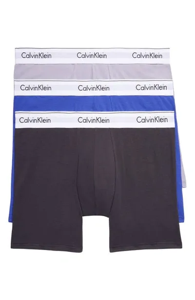 Calvin Klein 3-pack Stretch Cotton Boxer Briefs In Spectrum Blue