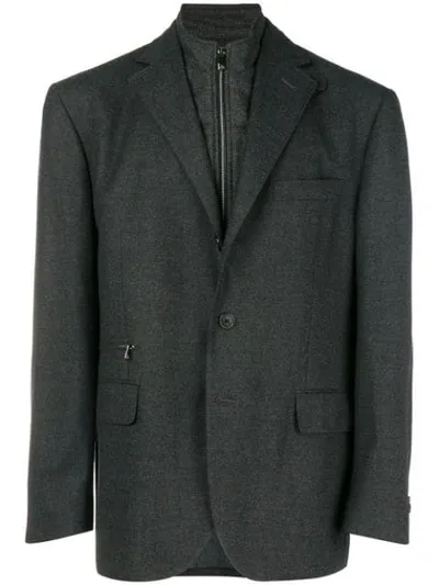 Corneliani Funnel Neck Blazer In Grey