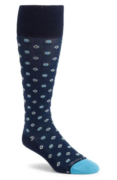 Edward Armah Medallion Tall Dress Socks In Navy