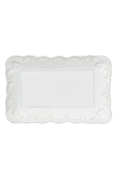 Vietri Incanto Stone Lace Small Serving Platter In White