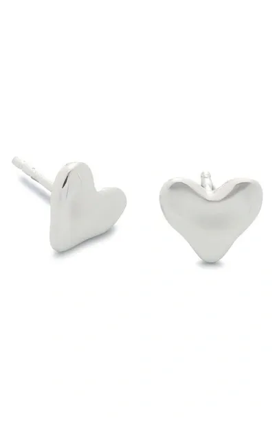 Monica Vinader Heart Stud Earrings In Sterling Silver