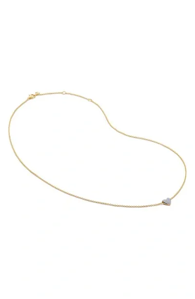 Monica Vinader Lab-created Diamond Heart Charm Necklace In 18k Gold Vermeil