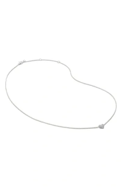 Monica Vinader Lab-created Diamond Heart Charm Necklace In Silver