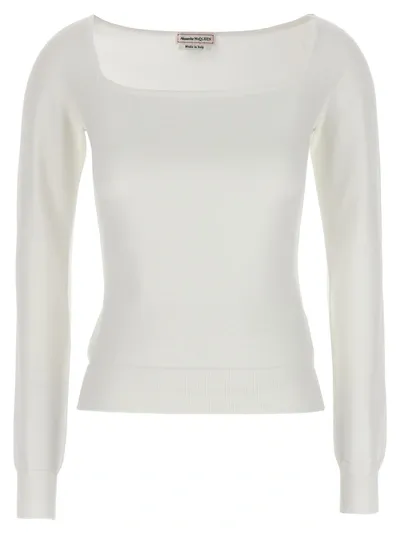 Alexander Mcqueen Square Neckline Top Tops In White