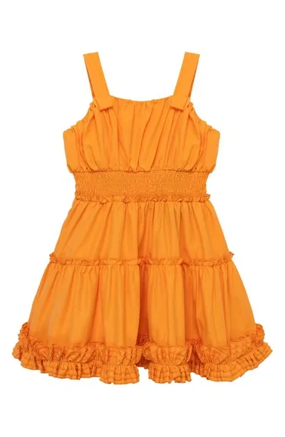 Habitual Kids' Girl's Ruched Woven Dress In Orange