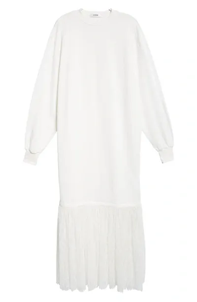 Interior The Bobby Long Sleeve Lace Drop Waist T-shirt Dress In White