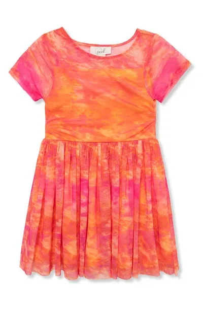 Peek Aren't You Curious Kids' Tie Dye Dress In Orange Multi