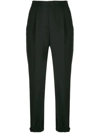 Prada High Waist Tapered Trousers In Black