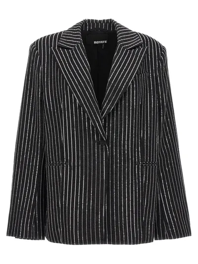 Rotate Birger Christensen Sequin Pinstripe Blazer Blazer And Suits In Black