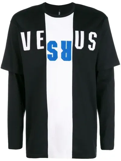 Versus Logo Embroidered Layered T-shirt In Black