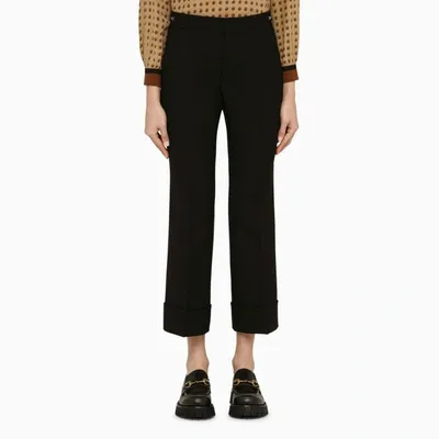 Gucci Black Wool Cropped Trousers