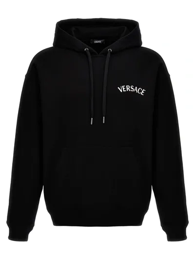 Versace Logo Hoodie Sweatshirt In Black