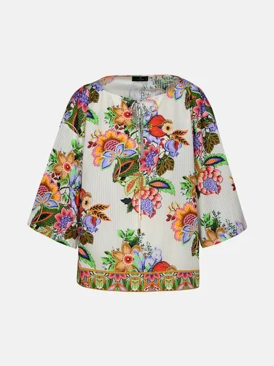 Etro Kids' Blusa Fiorata In White