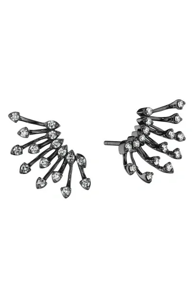 Hueb Luminous Diamond Stud Earrings In Black Rhodium