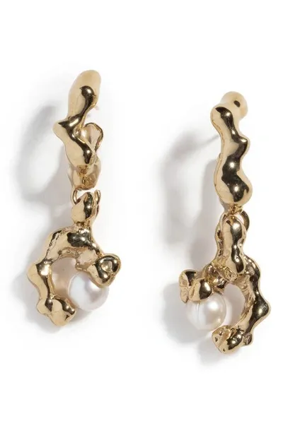 Faris Fellini Cultured Pearl Drop Earrings In Gold