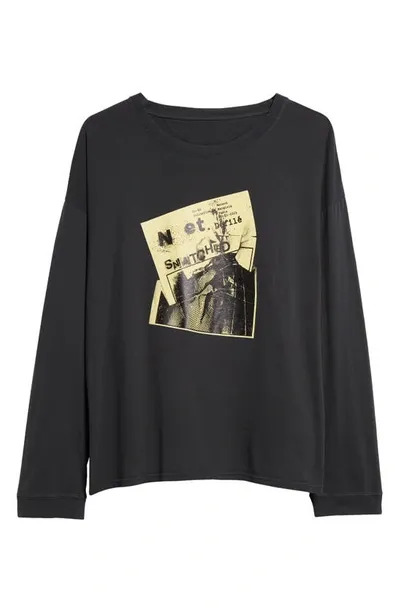 Maison Margiela Snatched Scoop Neck Long Sleeve Cotton Graphic T-shirt In Grey