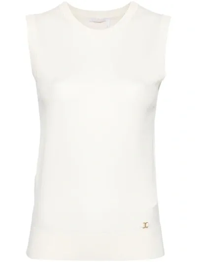 Chloé Sleeveless Wool Knitted Top In White