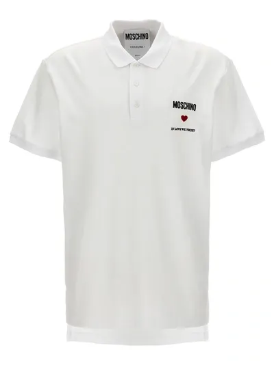 Moschino In Love We Trust Polo In White