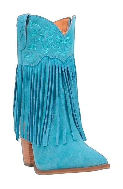 Dingo Crazy Train Fringe Zip-up Western Boot In Blue