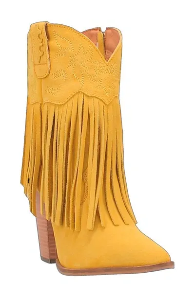 Dingo Crazy Train Fringe Zip-up Western Boot In Yellow