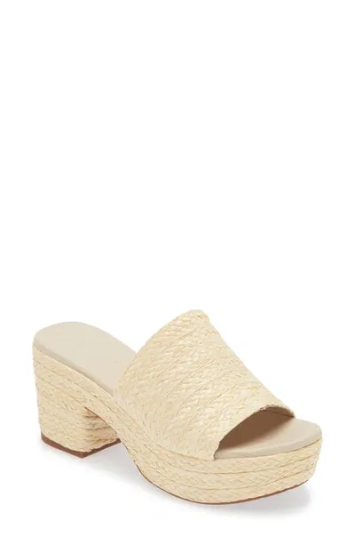 Chocolat Blu Raffia Platform Slide Sandal In Cream Raffia