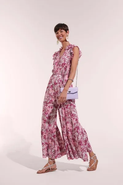 Poupette St Barth Long Jumpsuit Belene In Pink Orchid