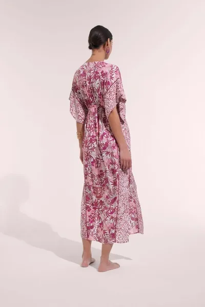 Poupette St Barth Long Kaftan Amaya In Pink Orchid