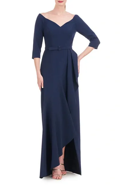 Kay Unger Isolde Column Gown In Dark Midnight