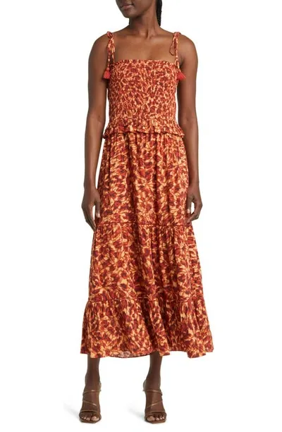 Lost + Wander Renoirs Terrace Print Dress In Rust-multi