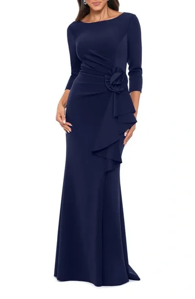 Xscape Rosette Detail Sheath Gown In Midnight