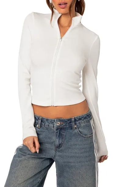 Edikted Tessa Crop Track Jacket In White