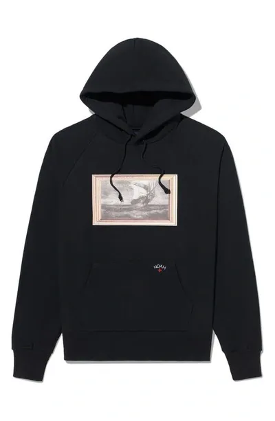 Noah X The Cure 'pirate Ships' Cotton Fleece Graphic Hoodie In Black