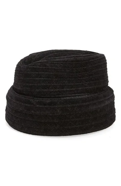 Esenshel The Cuff Woven Cloche In Black Grey Mix