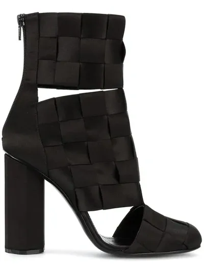 Marco De Vincenzo Woven Satin Boots In Black