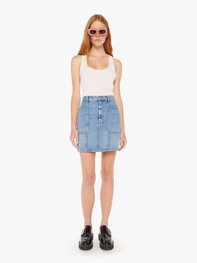 Mother The Lineup Swooner Mini Love Line Skirt In Blue