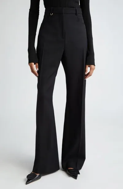 Jacquemus Le Pantalon Sauge Wool High Waist Flare Leg Pants In Navy