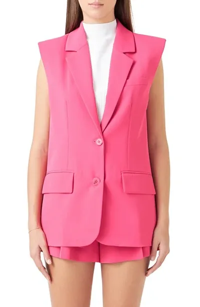 Endless Rose Oversize Blazer Vest In Fuchsia