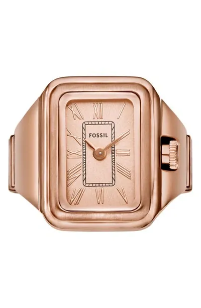 Fossil Raquel Watch Ring, 14mm In Rose Gold