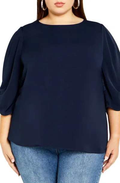 City Chic Emery Open Back Top In True Navy