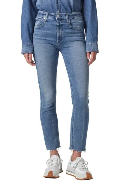 Citizens Of Humanity Isola Raw Hem Crop Straight Leg Jeans In Blue