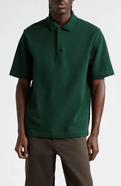 Burberry Embroidered Equestrian Knight Cotton Piqué Polo In Ivy