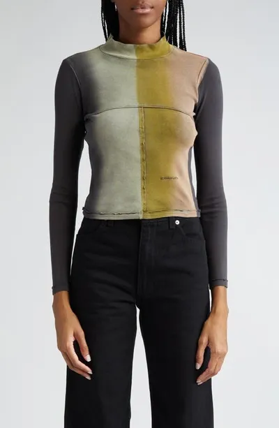 Eckhaus Latta Lapped Turtleneck Baby Tee In Inky