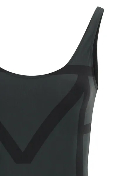 Totême One Piece Monogram Swimsuit In Black