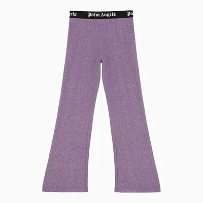 Palm Angels Kids' Lilac Lurex Trousers With Logo